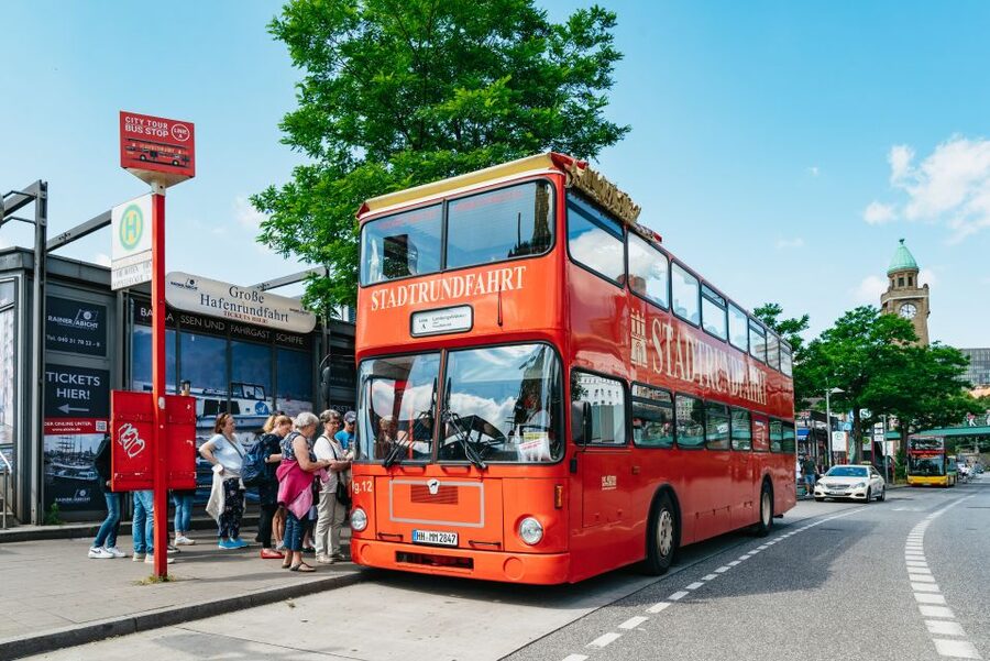 Hamburg: Line A Sightseeing Hop-On Hop-Off Bus Tour - Jungfernstieg, Townhall area, and St. Michael’s Church views
